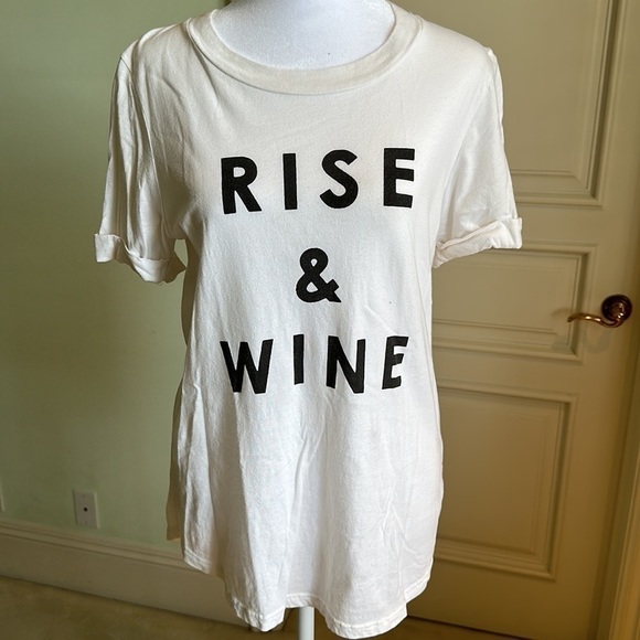 Anthropologie Sol Angeles White & Black Rise & Wine Graphic T- Shirt Top Size XS - Picture 5 of 9